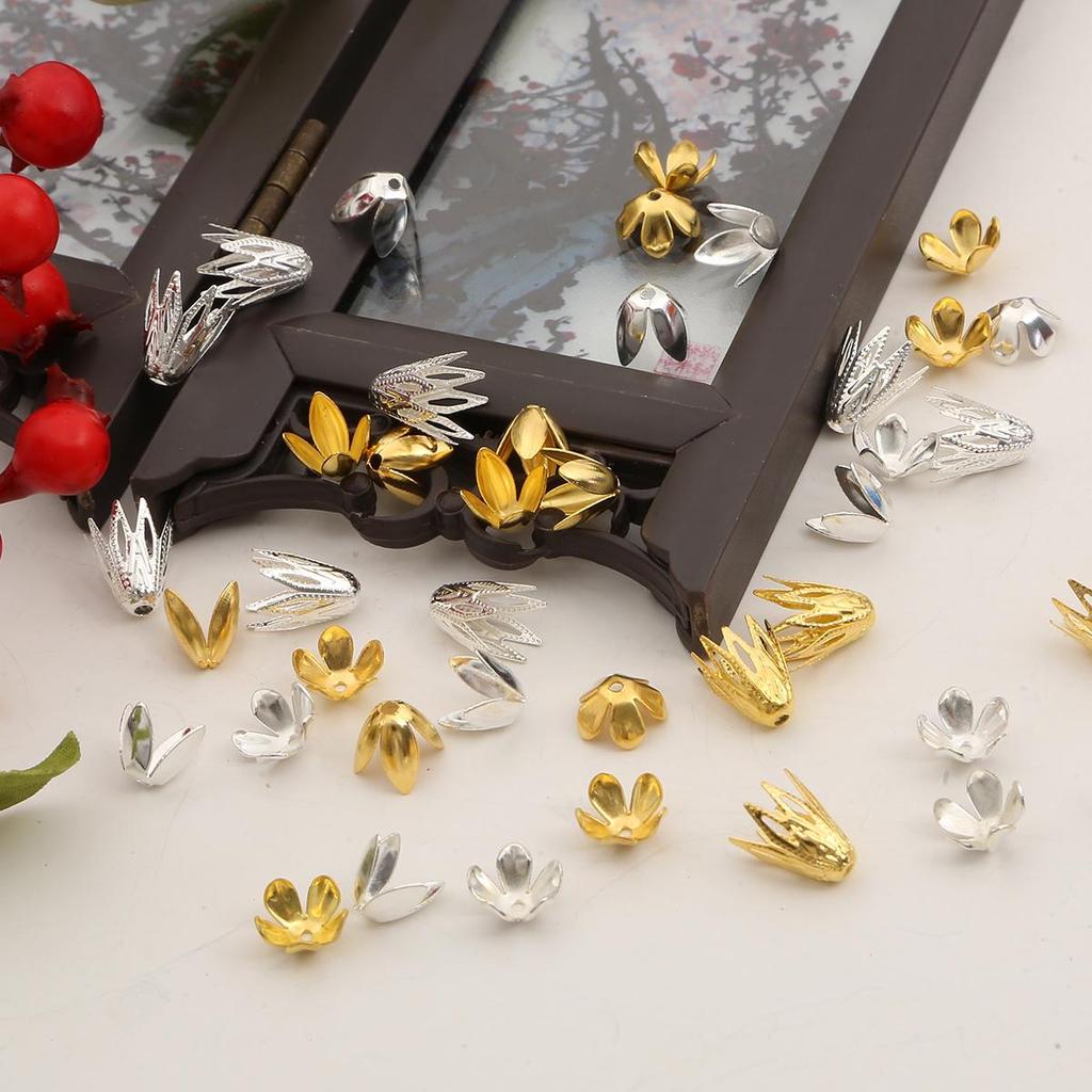 10pcs/Lot Iron Flower Bead End Caps Charms Bead Cups For Jewelry Making Findings DIY Bracelet Necklace Accessories