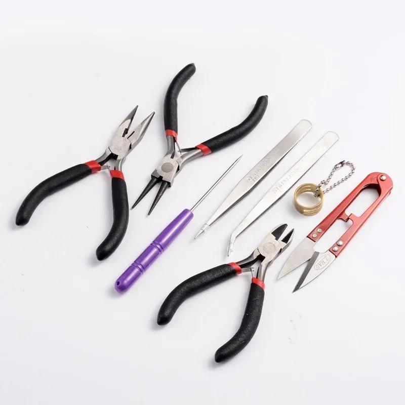 8 Pcs/set of Jewelry Tools Jewelry Making Pliers Multifunctional DIY Handmade Scissors Tweezers Household Portable Hardware Set