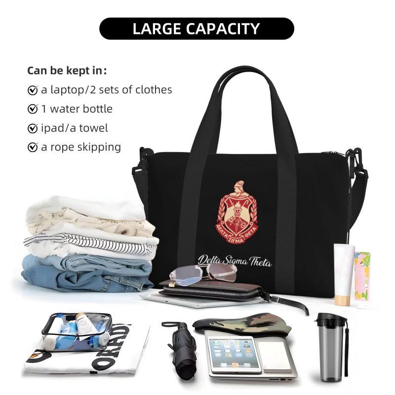 Custom Delta Sigma Theta Sorority Travel Duffel Bags Women Weekend Overnight Bag Lightweight Waterproof Sports Gym Yoga Bag