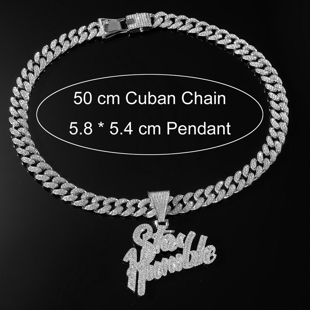 Ожерелье с подвеской в виде кубинской буквы с бриллиантами, европейское и американское мужское ожерелье в стиле хип-хоп-панк