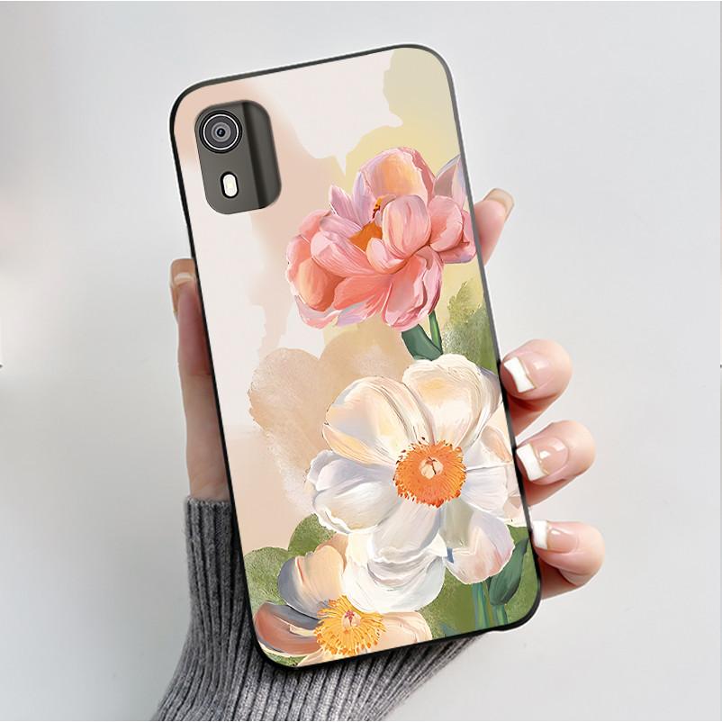 For Nokia C02 C12 C12+ Plus Case Luxury Butterfly Flower Black Soft Silicone TPU Phone Case For NOKIA C12 Pro Back Cover Casing
