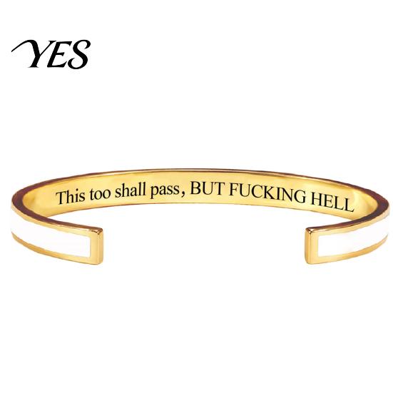 Simple High-end Bracelet This Too Shall Pass Mantra Cuff Bracelet, Adjustable Engraved Motivational Comfortable Wrist Bangle Hidden Information