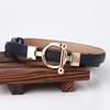Adjustable Dark Leather Decorative Belt for Women - Fashionable Accessory for Dresses and Sweaters In Stock