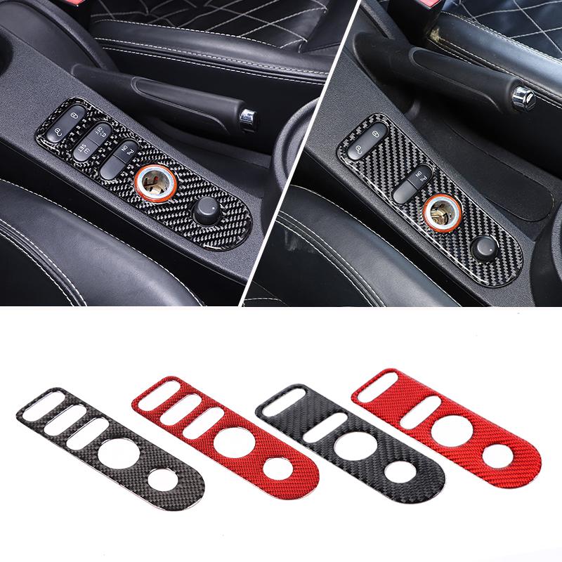 Real Soft Carbon Fiber Car Gear Shift Panel Door Lock Button Switch Frame Trim Sticker For SEAT Leon MK2 Altea 2005-2012