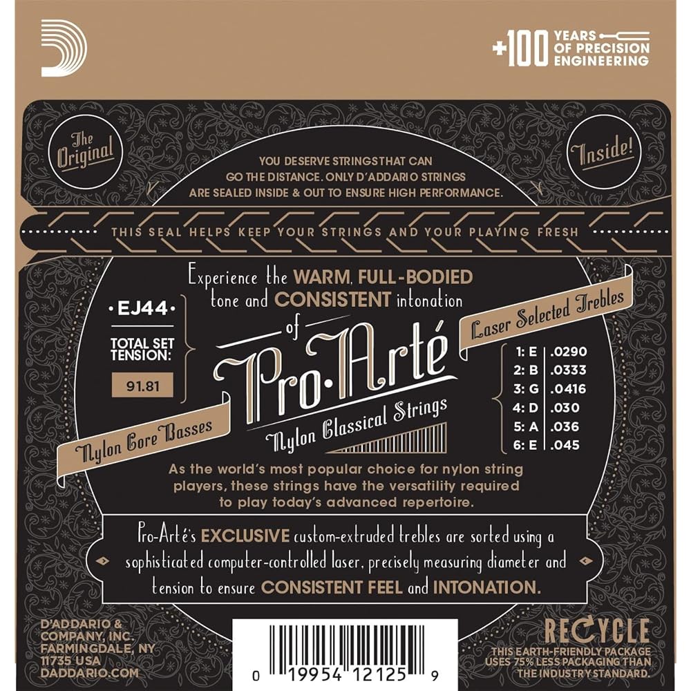 D'Addario Daddario Струны для классической гитары Pro Arte Серебро/Прозрачные Extra Hard EJ44 x 10 Комплектов [Купола...