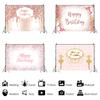 Background Cloth Add Atmosphere Hanging Shiny Printing Decorative Romantic Photograph Prop Pink Flower Print Style Birthday Party Backdrop