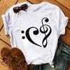 Music Note Heart Pinted T Shirt Fashion Women T Shirt 90S Girls Ladies Tops Cute Short Sleeve Tee Shirts Women T-Shirt Clothing