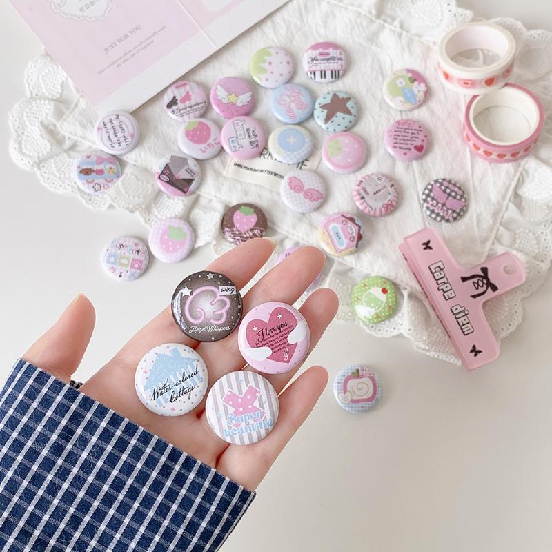 Cute Kawaii Cartoon Button Badges 6 PCS Assorted Pastel Designs Smooth Surface for Backpack Jacket Hat Decor