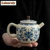 230ML Chinese Blessed Blue And White Teapot Boutique Ru Kiln Pot Tea Maker Kettle With Filter Chinese Tea Cha Supplies Craft