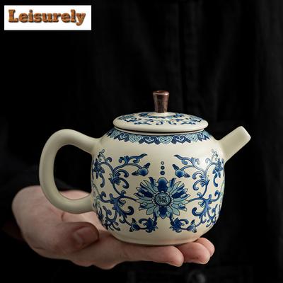 230 мл китайский благословенный синий и белый чайник бутиковская печь Ru чайник для заваривания чая чайник с фильтром китайский чай ча принадлежности для рукоделия