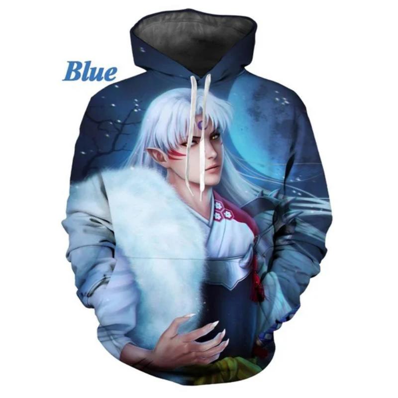 Новая модная толстовка-пуловер для пары с капюшоном в стиле аниме Инуяша с 3D-принтом, толстовка с капюшоном, унисекс-куртка