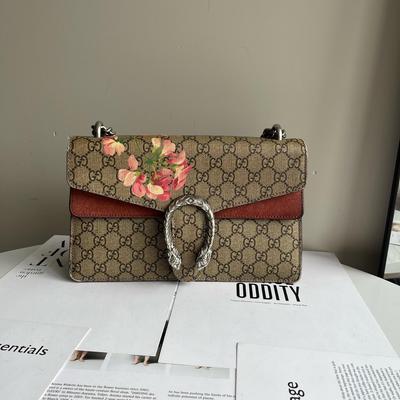 [Б/У] Сумка через плечо Dionysus GG Blooms с пряжкой в виде головы тигра, логотип, холст и кожа, на цепочке - Очень хорошее состояние #DJJFQN