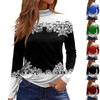 Women Fall Casual Long Sleeve Shirts Sweatshirt Vintage Printed High Neck Top Pullover