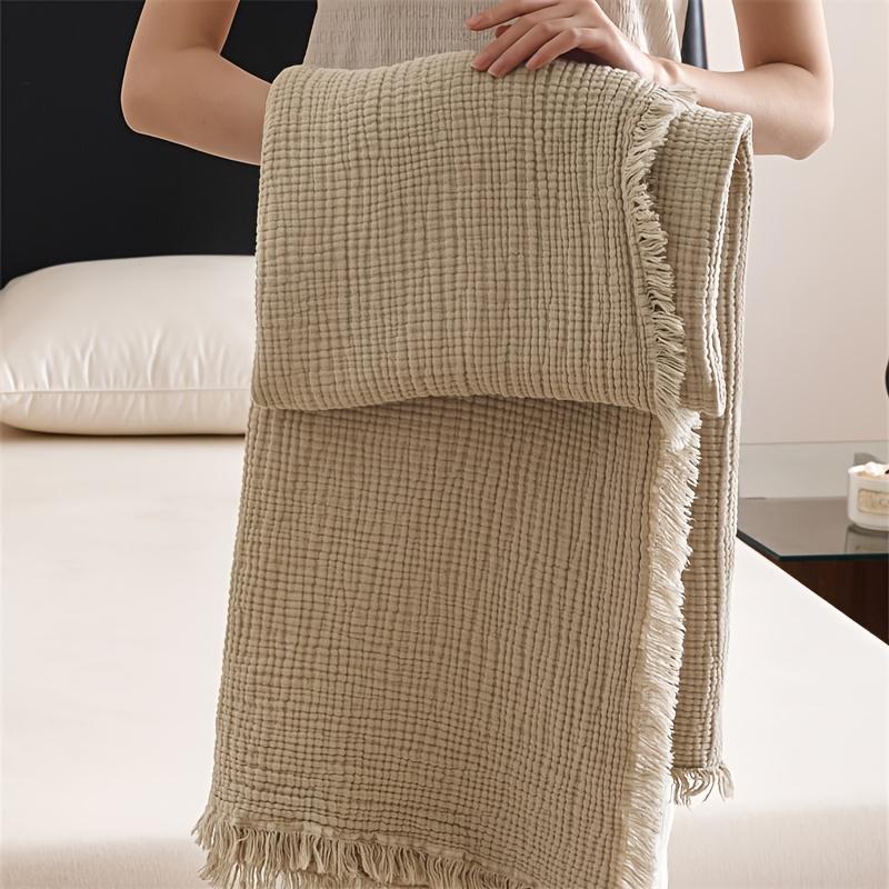 100% Хлопок Вафельная Муслиновая Марлевая Плед Мягкий Дышащий Покрывало с Бахромой Для Дивана Кровати Офиса Путешествий