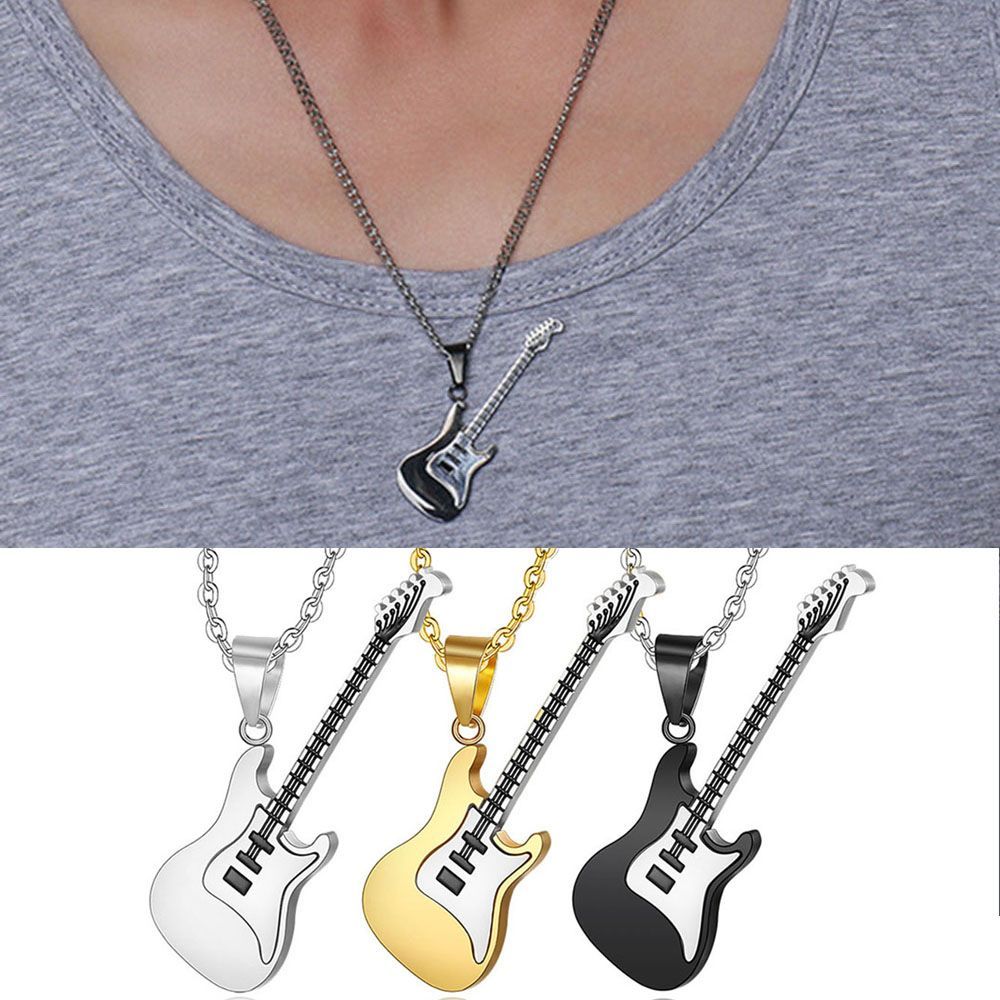 Men Rock Music Chain Necklace Guitar Pendant