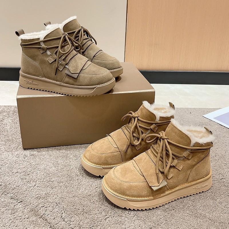 Женская обувь зимние сапоги плюшевые утолщенные зимние модные винтажные толстые подошвы противоскользящие теплые зимние сапоги для отдыха