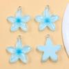 6-Color DIY Resin Lotus Flower Pendants - Transparent Five-Petal Charms for Bags