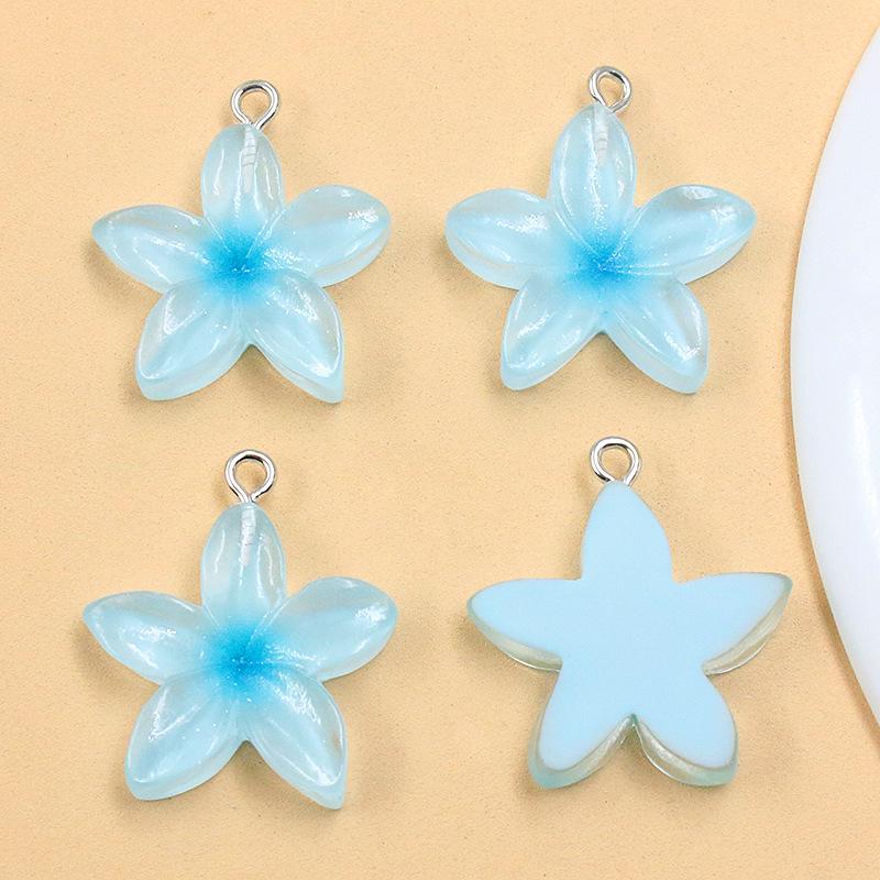 6-Color DIY Resin Lotus Flower Pendants - Transparent Five-Petal Charms for Bags