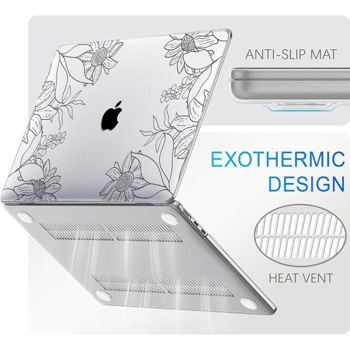 Coque de protection - MacBook - Air 13 Pouces - Ultra Slim - Antidérapante - Motif Fleur