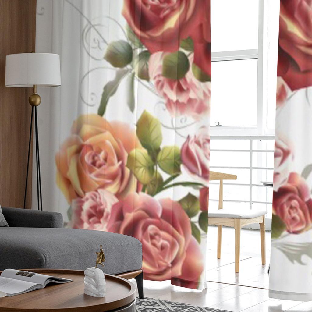 Прозрачные шторы в стиле ретро с розами для гостиной, прозрачные тюлевые занавески для окон, спальни, кухни, домашний декор, вуаль, шторы