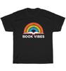 Vintage Retro Book Vibes Rainbow Bookish Library Librarian Reading Lover T-Shirt