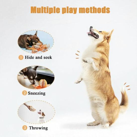 Плюшевая игрушка для собак Прятки Оранжевый Арбуз Пищащая Плюшевая Игрушка 3-в-1 Интерактивная Плюшевая Игрушка для Маленьких и Средних Собак Коврик для Обнюхивания с Шуршащей Бумагой