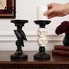 Dark Academia Home Decor Halloween Candlestick Holder Decoration, Gothic Raven Skull Candle Holder, Table Decoration Spooky Taper Stand for