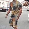 Line Splicing 3D Print T-Shirts Shorts Sets Men's Tracksuits Summer Oversized Short Sleeve T Shirt Pants Set Man Suits Clothing
