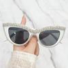 Модные женские винтажные солнцезащитные очки «кошачий глаз», модные роскошные солнцезащитные очки с бриллиантами для улицы, модные очки в стиле панк, хип-хоп, защита глаз