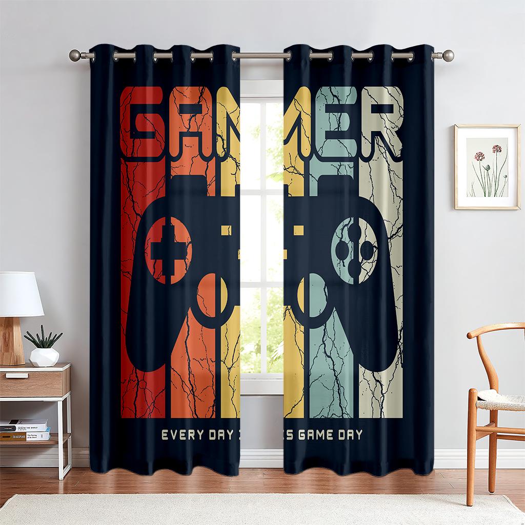 2PCS Technology Sense Game Controller Printed Шторы, полузатемняющие, гостиная, спальня, игровая комната, декоративные шторы