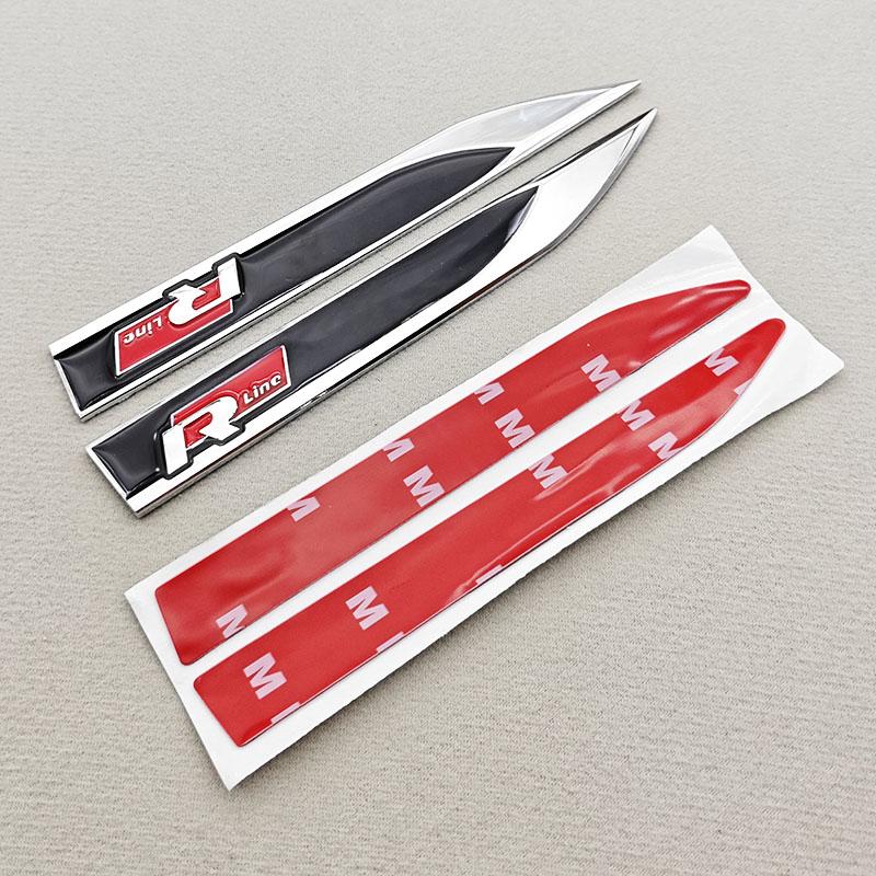 RSQ1 VW 2026 Hot 2pcs 3D Metal Car Letters Logo Rline Fender Side Wing Sticker Emblem Badge For Volkswagen VW Golf 6 7 8 MK6 MK7 MK8