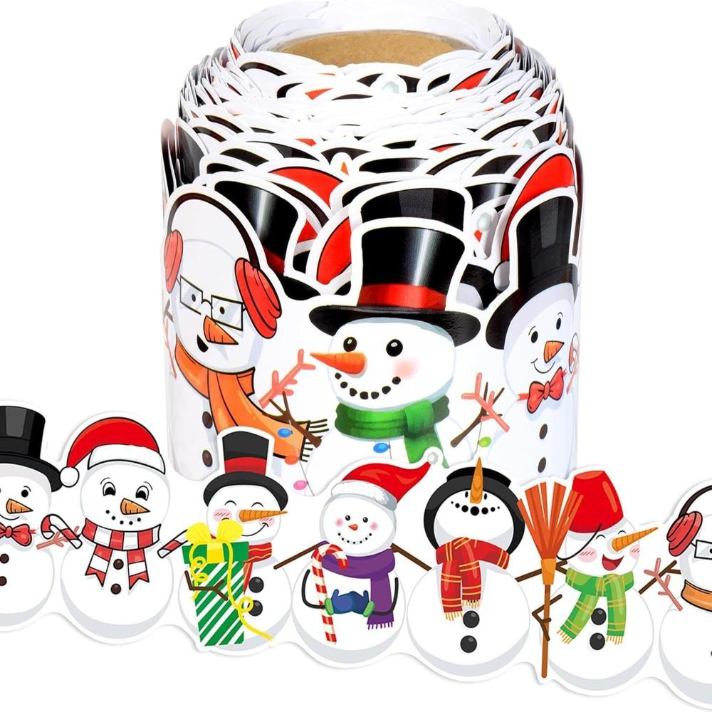 Self-Adhesive Border Decorative Sticker Penguin Snowman Black Board Decorative Stickers Paper DIY Border Trim Sticker
