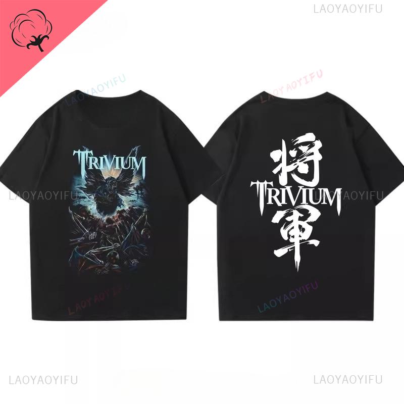Trivium Футболка Ascend Above The Ashes Тур 2025 Футболка Двусторонняя Печать Хлопок Винтаж Хэви-метал Группа Рок-музыка Футболка