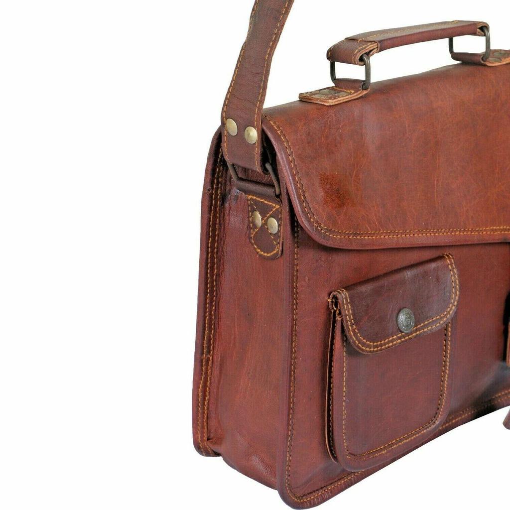 Men's S TO L Vintage Leather Satchel Messenger Man Laptop Briefcase Bag Shoulder