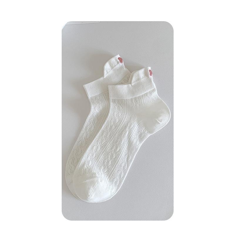 1 пара женских коротких носков Харадзюку милые с вышивкой бантиком повседневные забавные носки до щиколотки весна/лето дышащие женские гольфы #