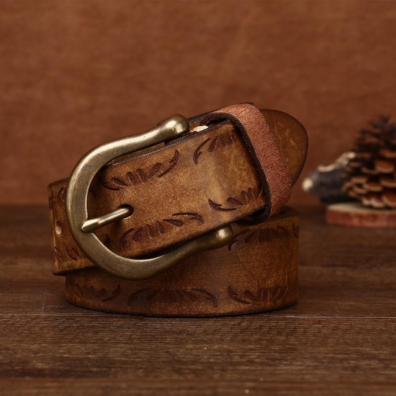 Новый ретро-стираемый очень толстый кожаный ремень мужской с медной пряжкой повседневный ремень мужской