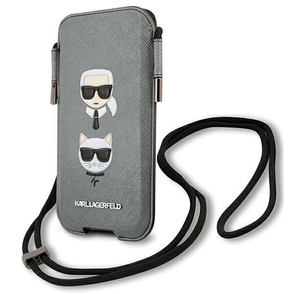 Karl Lagerfeld Handbag KLHCP12LOPHKCG6.7" gray/grey hardcase Saffiano Ikonik Karl&Choupette Head