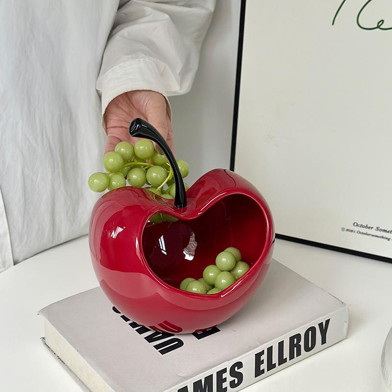 Creative Three-dimensional Apple Ceramic Storage Tray Countertop Ornament Modern Delicate Fruit Apple Shape Fruit Plate Decor