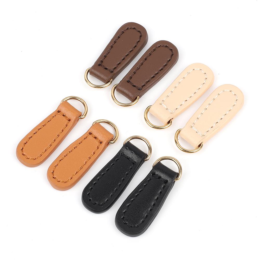 5pcs Genuine Leather Zipper Zip Puller Head for Backpack Zipper Buckle Pendant Pull Tab DIY Sewing Clothing Bag Accessories