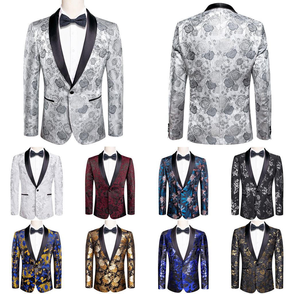 Men's Floral Dress Suit Luxury Embroidered Wedding Blazer Dinner Tuxedo Jacket