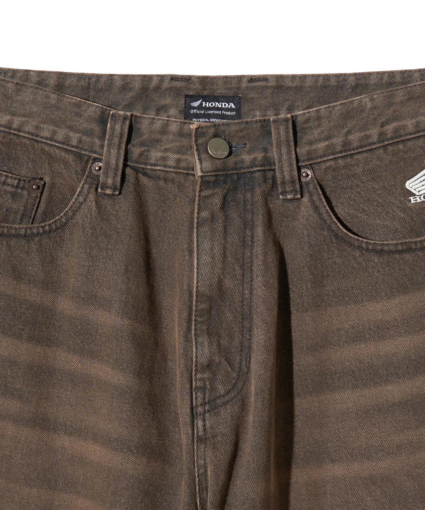 PHYPS MOTORCYCLE Wing Logo Denim Pants Brown