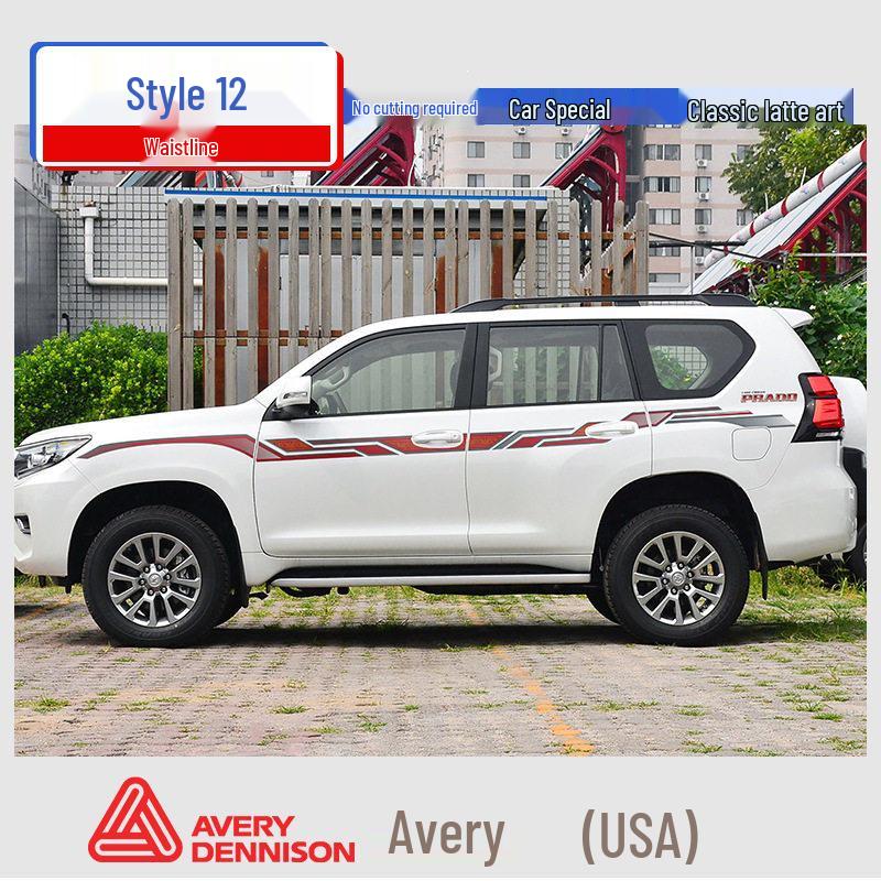 Toyota Prado 10-22 Модели Автомобильная Полоса на Кузов Наклейка на Поясную Линию.