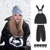 Mens Waterproof Ski Suit Set With Thick Insulated Pants Hooded Jacket Rabbit Ear Design Multi-Color Options Winter