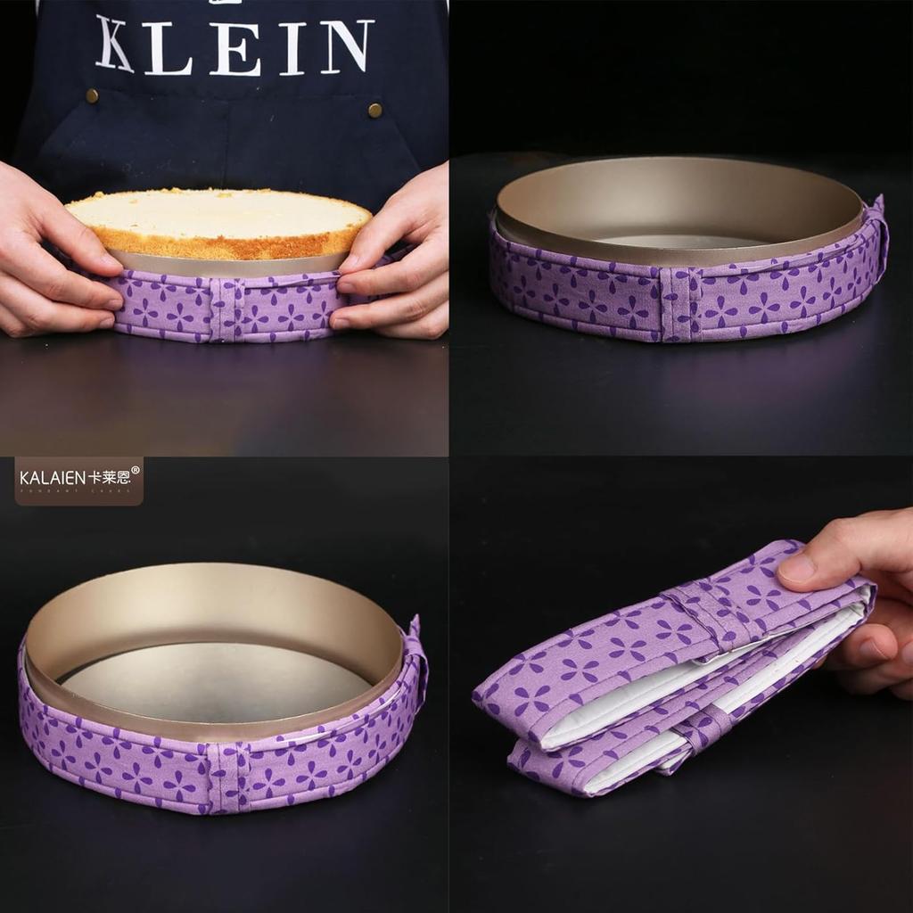 Growtail 4 Pcs Bake Even Strip,Cake Pan Strips, Cake Pan Dampen Strips, Super Absorbent Thick Cotton,Keeps Cakes More Level and Prevents Crowning