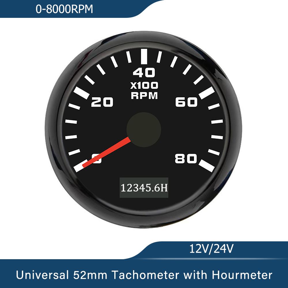 New Universal 52mm Tachometer RPM Meter 0-3000RPM 4000RPM 6000RPM 7000RPM 8000RPM with Backlight 9-30V for Car Boat Yacht