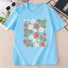 Vintage Boho Strawberry TShirt Unisex Unisex Wildflower Tee Aesthetic Garden Fruit Top Casual Round Neck Printed Cotton Short