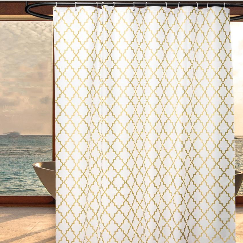 Геометрическая шторка для душа из ПЭВА Водонепроницаемая накидка для купания Клетчатые шторы для ванной для ванной с крючками Быстросохнущая ткань