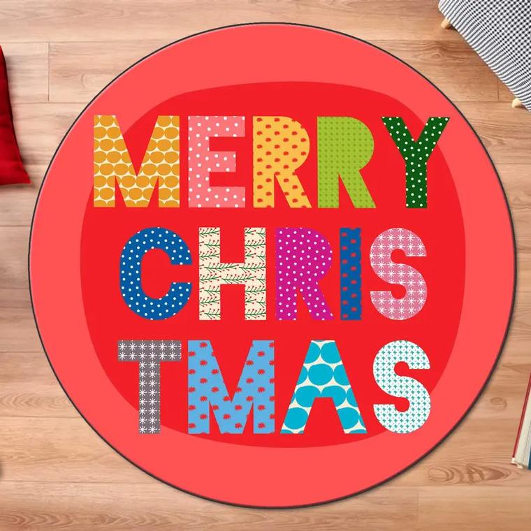 Рождественский круглый ковер Моющийся коврик для спальни Коврик для вращающегося стула Напольные коврики для спальни Гостиной Забавные напольные коврики для детской комнаты