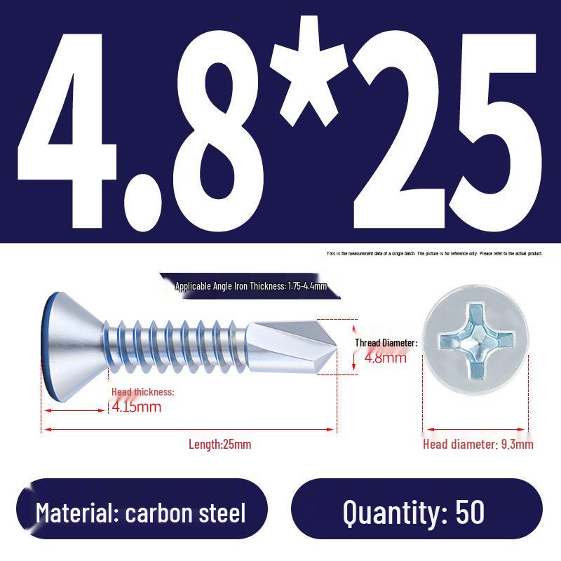Винты с плоской головкой, из нержавеющей стали, с синим цинковым покрытием, самосверлящие и самонарезающие M3.9-M5.5