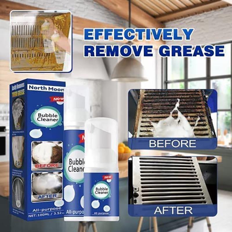 Foaming Heavy Oil Stain Cleaner, Bubble Cleaner Foam, Rinse-free Kitchen Deep Cleaning, Powerful Stain, Stubborn Grease & Grime Remover Bubble Spray